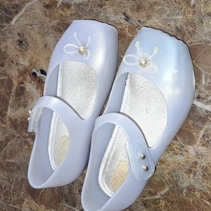 Mini Melissa blue pearl ballet jelly flats shoes Velcro Halloween costume Elsa